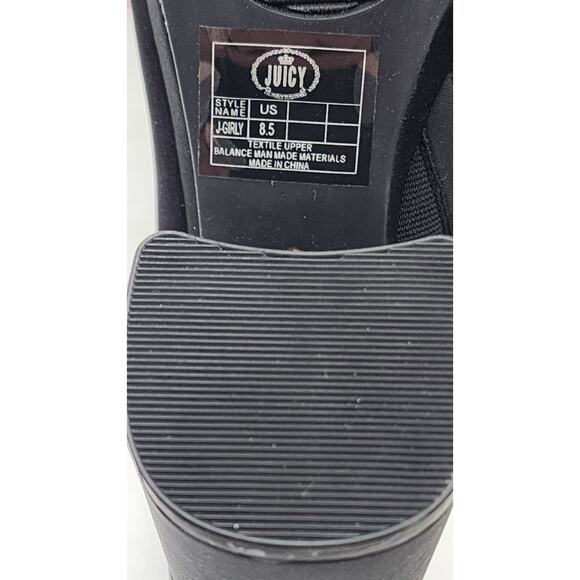 Juicy Couture Juicy Girly Womens Size 8.5 M Heeled Sandals Black White Logo - Picture 16 of 16